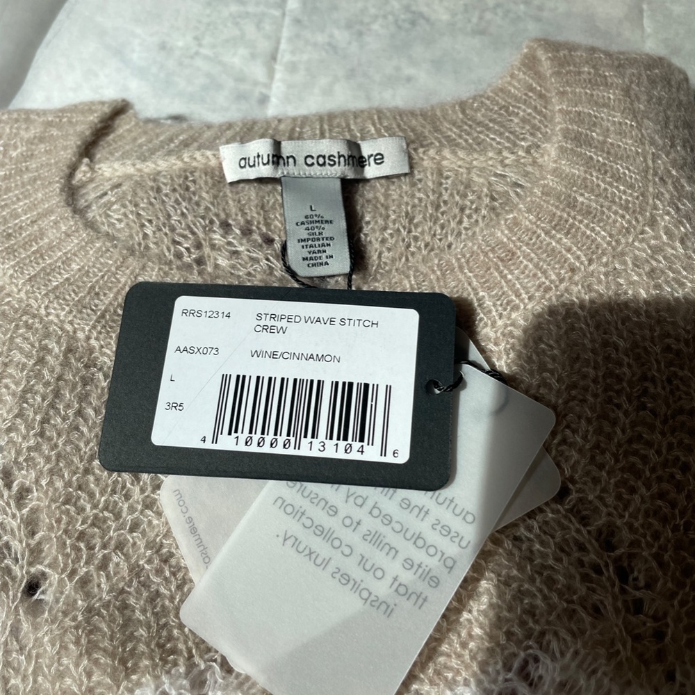 Striped Wave Stitch Cashmere and Silk-blend Sweater from AUTUMN CASHMERE - Picture 9 of 10